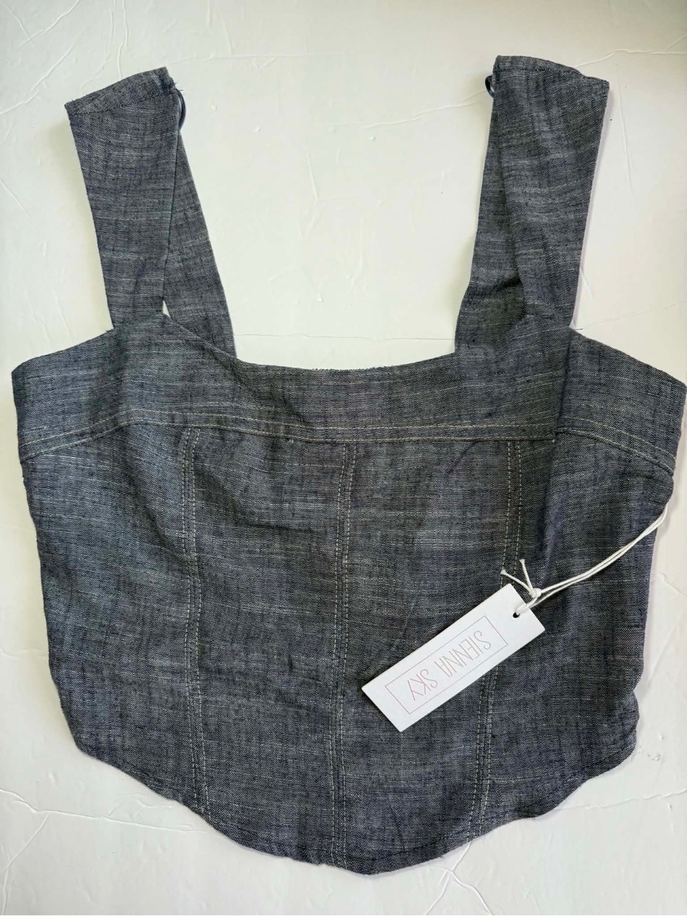 Sienna Sky Denim Corset Crop Top Y2K - Size M - NWT